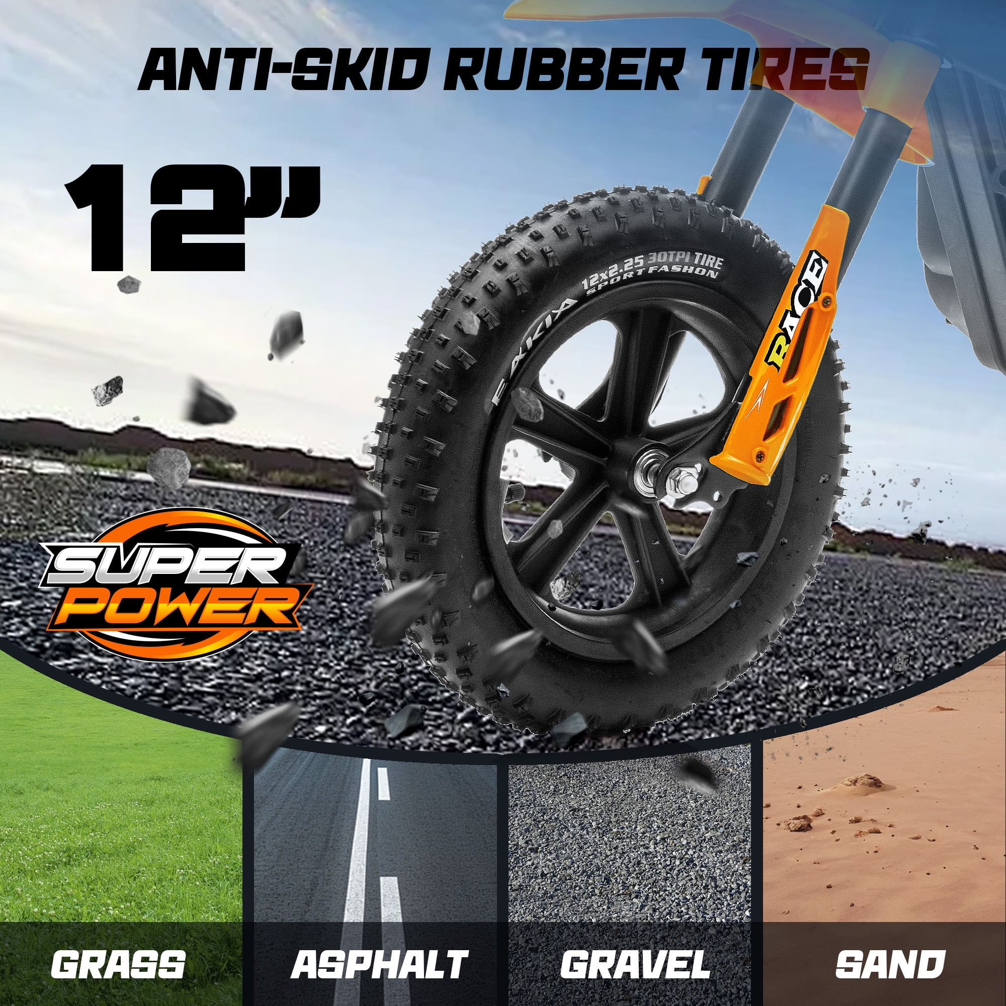 24V Kids Electric Dirt Bike - 250W Electric Motorcycle, 11 Mph Max Speed Electric Mini Dirt Bike with Music, 10 Miles Range, Twist Grip Throttle, Metal Suspension, Rubber Tire (Orange, with Cover)