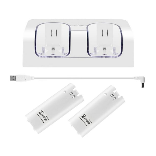 Base de carga 4 en 1 Baterías recargables Cargador de batería para control de Wii blanco