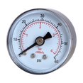 thumbnail image 2 of Dry Pressure Gauge, 1-1/2" Dia,30, 60 Psi & Bar, 1/8" BSPT Back Mount, PC Window ,Lasting Performance, 2 of 5