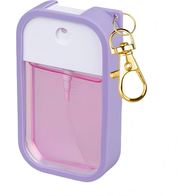 TEMOGU-Silicone Case with Bottles Hand Sanitizer Spray Kit,Protective Case with Keychain Compatible with Power Mist and Glow Mist 1.5 fl oz, Hand Sanitizer Spray Accessory (Purple)
