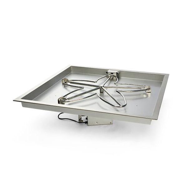 HPC Electronic Ignition Gas Fire Pit Kit, 36x36" Pan 30" Torpedo Burner