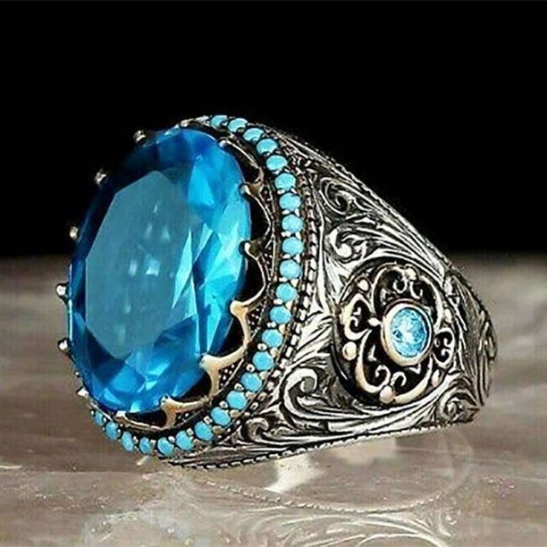 Nuevo anillo de lujo con incrustaciones de esmeralda para hombre, anillo de personalidad dominante Retro para asistir a la joyería de fiesta de banquete Tan Jianjun unisex