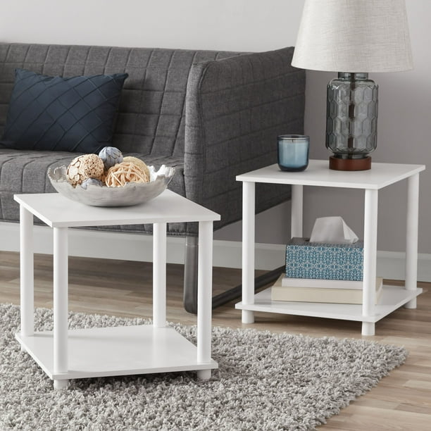 Mainstays No Tools End Tables, White, Set of 2