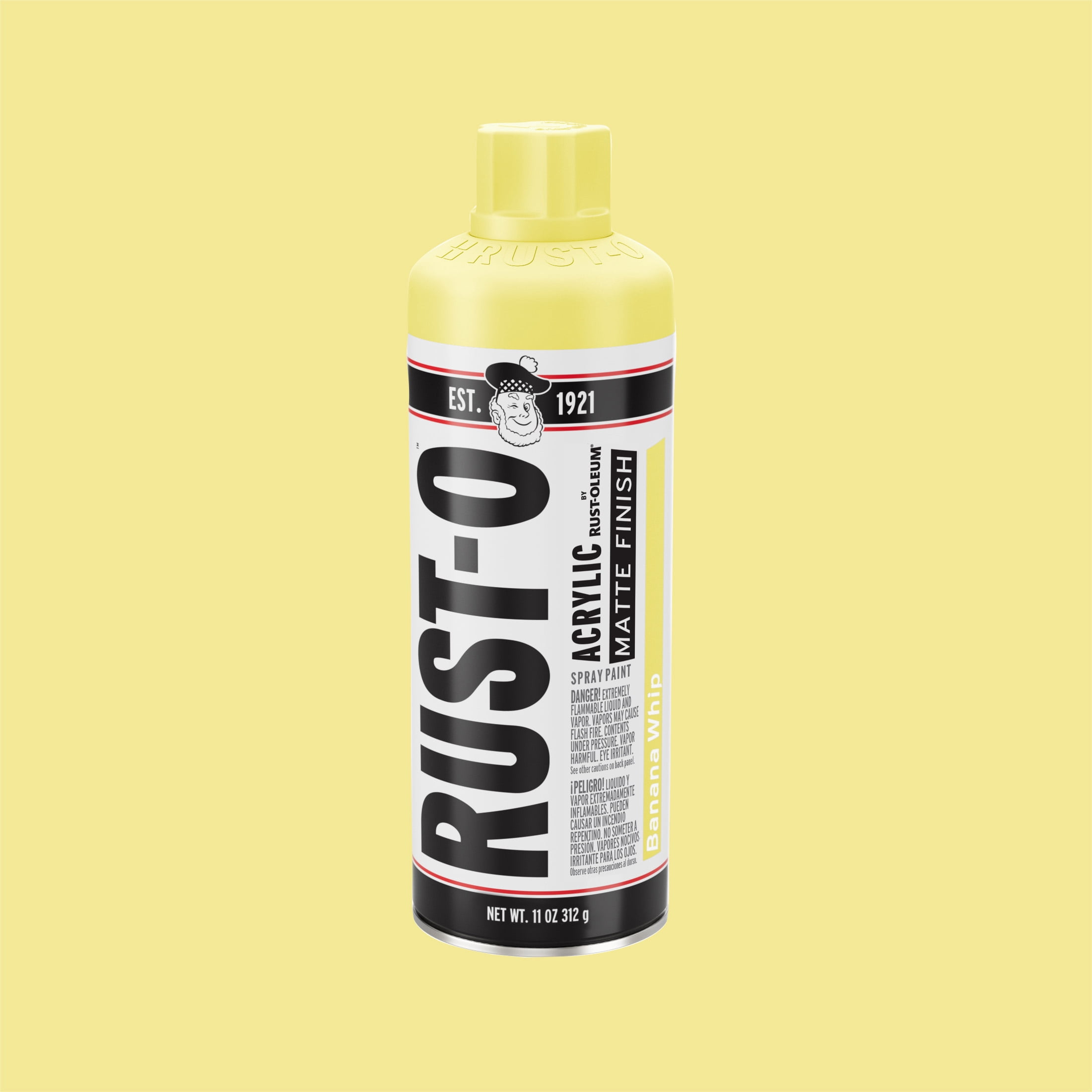 (2 pack) Banana Whip, Rust-Oleum Rust-O Acrylic Matte Spray Paint-392208, 11 oz