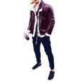 thumbnail image 1 of Chaqueta de cuero para hombre, abrigo cálido con forro de terciopelo para invierno, prendas de vestir con cremallera para hombre, parte superior Pompotops oipoqjl13793, 1 of 4