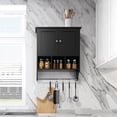 thumbnail image 6 of Vastcury 27.5" Bathroom Wall Cabinet, Over the Toilet Storage Medicine Cabinet with 2 Door Cupboard, Adjustable Shelf and Towels Bar, Black, 6 of 6