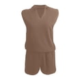 thumbnail image 5 of Two Piece Short Sets for Women Sleeveless Matching Lounge Set V Neck Tops and Drawstring Shorts Summer Outfits, 5 of 5