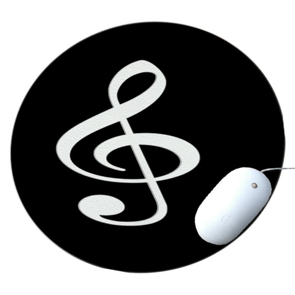 KuzmarK Round Mousepad / Hot Pad / Trivet - Treble Clef