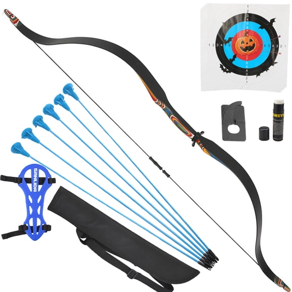 Colorful Kids Traditional Recurve Bow Set – 10-15lbs, Lightweight & Safe