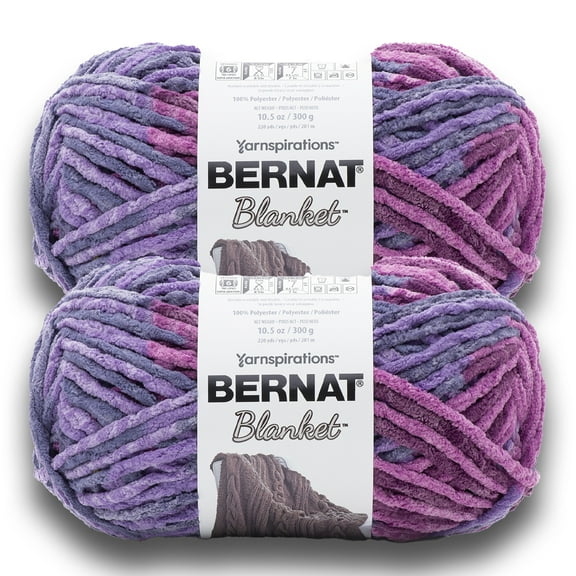 Bernat® Blanket™ #6 Super Bulky Polyester Yarn, Purple Sunset 10.5oz/300g 220 Yards (2Pk)