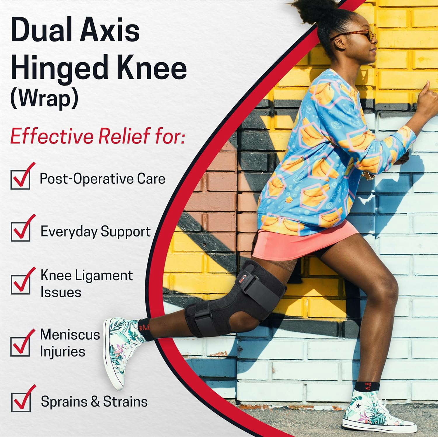 Ezy Wrap Dual Axis Hinged Knee Brace – Comfortable Compression Knee Support with Removable Hinges for Stability & Post-Surgery Recovery