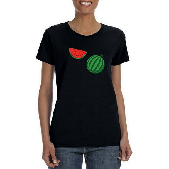 Watermelon And Slice T-Shirt Women -SPIdeals Designs, Female Large