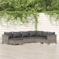 thumbnail image 1 of vidaXL 7 Piece Garden Lounge Set with Cushions Grey Poly Rattan, 1 of 5