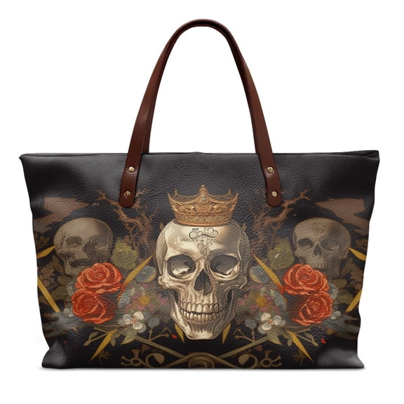 ZUXONGSY Rose Skull Crown Print Top Handle Tote Bag for Women Portable Top Handle Bag Fashion Satchel Handbags with Zipper for Excursions Shopping