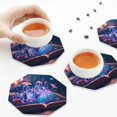 thumbnail image 6 of Bingfone Vintage Book Glowing Mushrooms Leather Drinks Coasters with Set of 6,Suitable for Home Kitchen,Coffee Cup Coasters Home Gift, 6 of 7