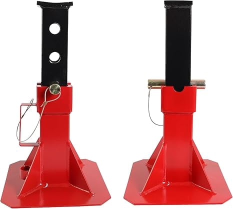 JACK BOSS Heavy Duty 22 Ton (44,000 lb) Pin Style Adjustable Height Automotive Jack Stands, Red, 1 Pair