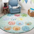 thumbnail image 2 of SAFAVIEH Kids Playhouse Months of the Year Machine Washable Area Rug, Green/Blue, 5' x 5' Round, 2 of 8