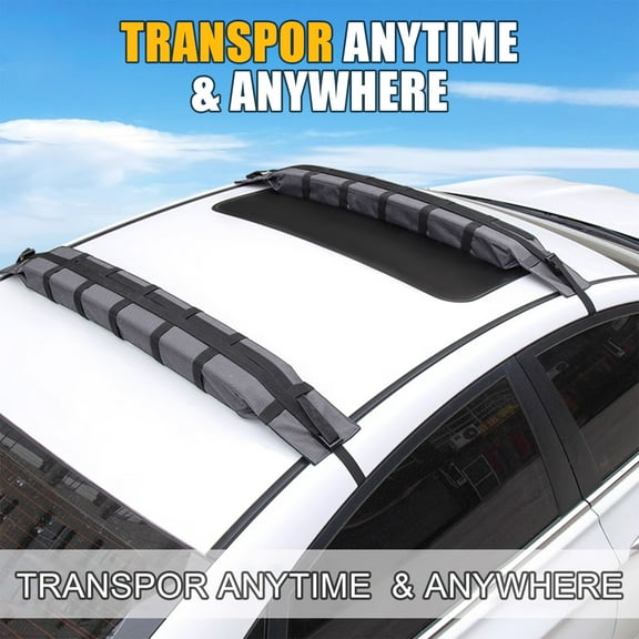 Trendix Universal Car Soft Roof Rack Pads, Include 2 Heavy Duty Tie Down Straps, 2 Tie Down Rope, 2 Quick Loop Strap, Luggage Carrier System for Kayak,Surfboard, Snowboard