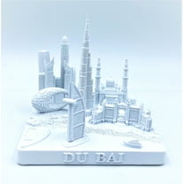 Dubai 3D City Famous Building Model Statue Souvenir Decoration for Home Office White 4”