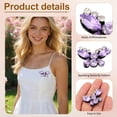thumbnail image 3 of 6 Pack Handmade Butterfly Beaded Patches, 1.57" x 1.08" Crystal Rhinestone Appliques Butterfly Patches Appliques Sew on Beaded Patch for Clothing DIY Sewing , Crystal Violet, 3 of 7