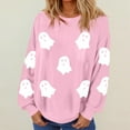 thumbnail image 2 of Arlun Halloween Sweatshirts for Women Cute Ghost Graphic Crewneck Sweatshirts Womens Cute Printed Long Sleeve Loose Lightweight Tops 2025 Fall Winter Hoodles Pullovers Pink S, 2 of 4