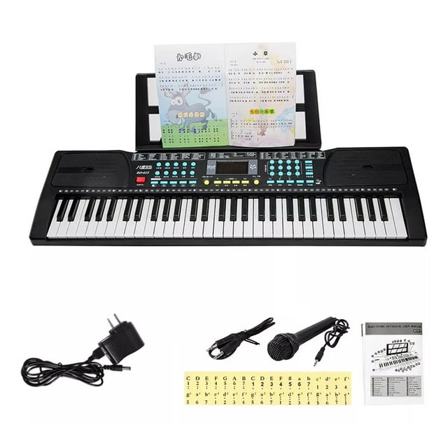 Teclado De Piano Musical Digital De 61 Teclas Con Micrófono