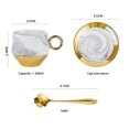 thumbnail image 4 of Ounissouiy Taza de café de cerámica de estilo europeo, juego de té, platillo, cuchara, tazas con mango dorado para oficina, accesorios para Juegos de servir café y té Rosa 200ML, 4 of 6