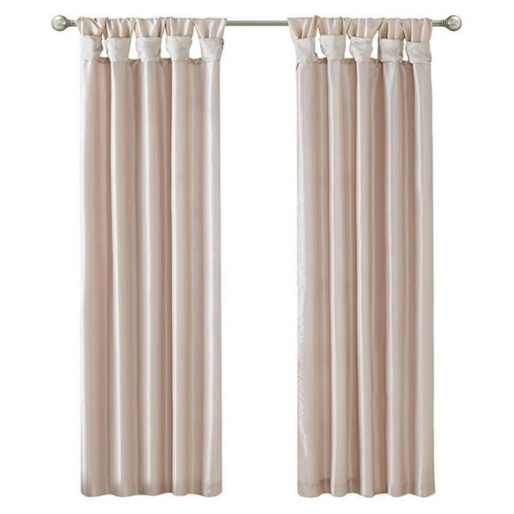 Madison Park Emilia Polyester Fabric Twist Tab Lined Window Curtain - Blush Pink