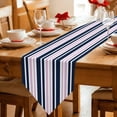 thumbnail image 2 of Table Runners 60 Inches Long, Navy Blue Pink Striped Cotton Linen Kitchen Dining Coffee Table Runner for Party Home Decor, Gradient Horizontal Lines Tabletop Dresser Scarves Runner Decor 13x60 Inch, 2 of 9