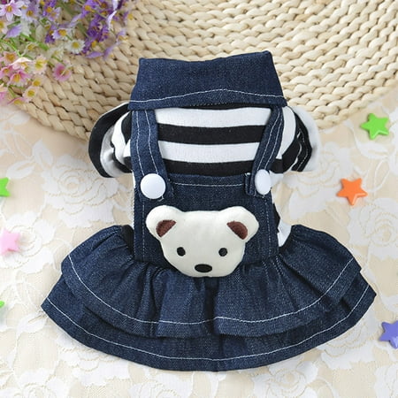 - Dog Puppy Dress Cat Strap Denim Skirt Pet Dog Clothes Apparels