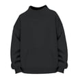 thumbnail image 5 of WAYUTE Girls Sweatshirt Neck Solid Color Loose Fit Long Sleeve Pullover for Big Kids Fall Outfits Versatile Casual Outdoor,Black,Size 5-6 Y, 5 of 7