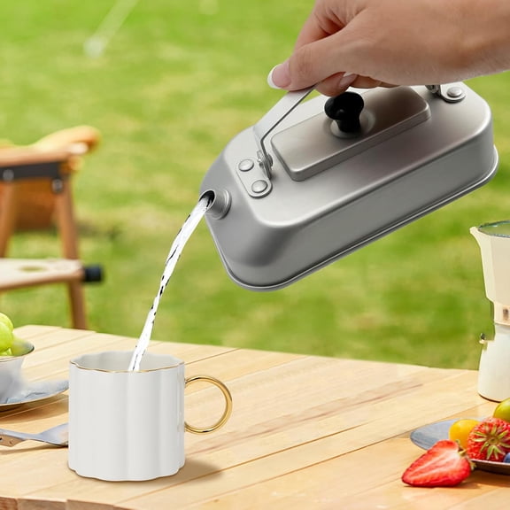0.3L Camping Boiling Water Pot Aluminum Alloy Portable Boil Water Kettle with Handle Outdoor Cookware for Travel Backpacking (Silver)