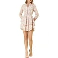 thumbnail image 6 of MODA NOVA Juniors Floral Printed Smocked Waist V Neck Long Sleeve Chiffon Dresses, 6 of 6