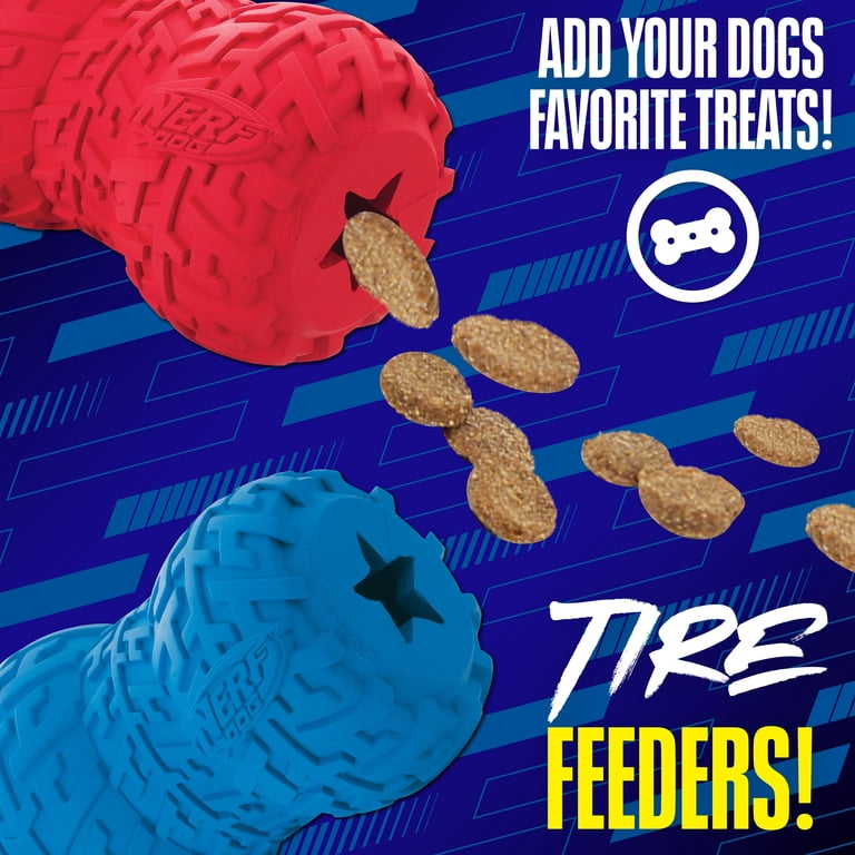 Nerf Dog Rubber Tire Treat Feeder, 4-Inch 2-Pack photo 2