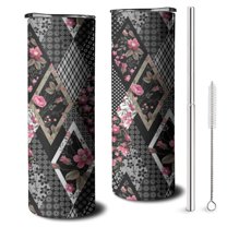20oz Pioneer Flower Skinny Tumblers Stainless Steel Tumbler with Lid and Straw,Vacuum Insulated Double Wall Travel Tumbler Cups with Cleaning Brush for Coffee,Tea