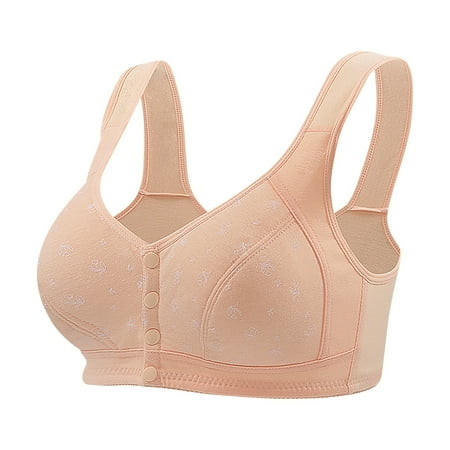 Crunowin Women s Front Button Bra  Durable Plus Size Push Up Full Coverage Wire Free Comfort Everyday Underwear Khaki XXXL