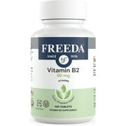 Freeda Vitamin B2 Riboflavin Supplement for Metabolism and Energy Support, 50mg, 100 Tablets