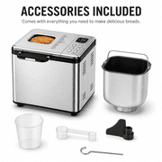 Bread Maker, 17-in-1 2LB Amumu Automatic Bread Machine, LCD Display, Beginner-Friendly Controls, Nonstick Pan, Delay Timer, Keep Warm, Stainless Steel, Silver