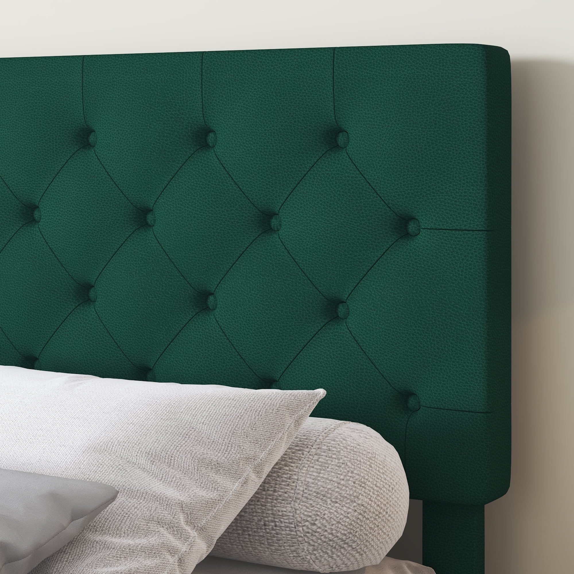 4 EVER WINNER Queen Bed Frame, Queen Upholstered Platform Bed with Button Tufted Headboard, Green