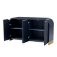 thumbnail image 3 of EUROCO 59.8" Sideboard Storage Buffet Cabinet, MDF Buffet Cabinet with Curved Corner Design, 4 Wavy Door Panel and 2 Adjustable Shelves for Study, Living Room and Entrance,Navy Blue, 3 of 7