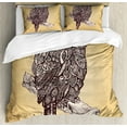 thumbnail image 1 of Owl Queen Size Duvet Cover Set, Hand Drawn Style Artistic Bird Figure Perched on a Branch Vintage Style, Decorative 3 Piece Bedding Set with 2 Pillow Shams, Beige Seal Brown Off White, by Ambesonne, 1 of 3