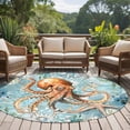 thumbnail image 4 of Round Rugs 6Ft, Brown Octopus Coastal Round Area Rug Washable Indoor Throw Carpet, Nautical Summer Beach Ocean Botanical Soft Non Slip Circle Rug for Office Cabinet Home Decor Aesthetic, 4 of 8
