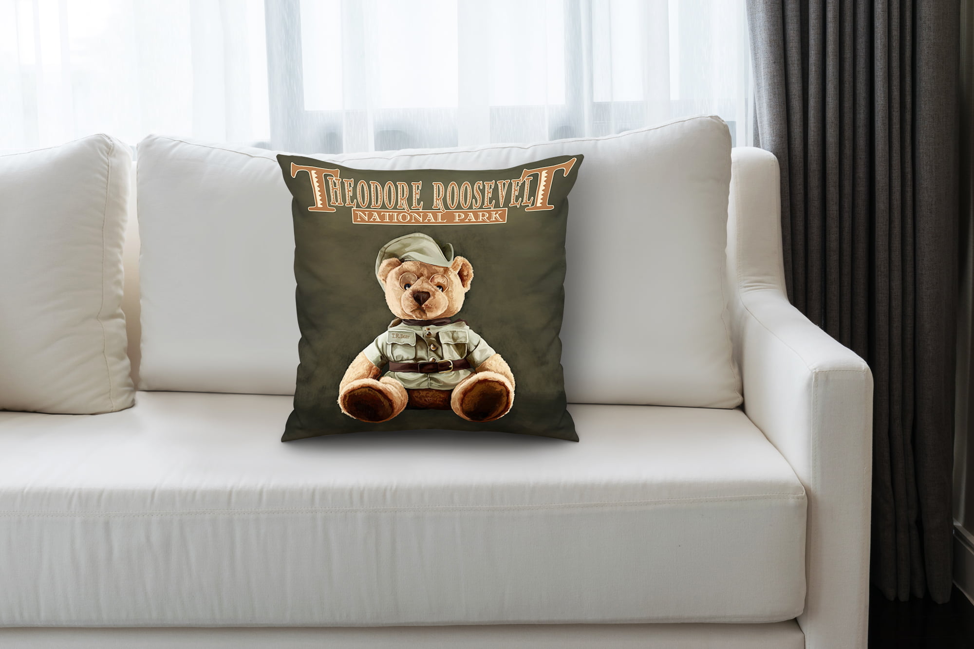 THEODORE ROOSEVELT DESIGN CO 18x18 Multicolor Believe You CAN and You're Half Way There Teddy Roosevelt Throw Pillow 
