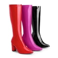 thumbnail image 2 of BLISSFUL STEP Women's GoGo Boot Block Heels Knee High Boots Black 7, 2 of 7