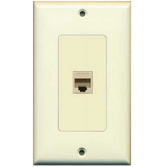 RiteAV Decorative 1 Gang 1 Port Cat6 Wall Plate - Light Almond/Light Almond