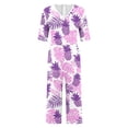 thumbnail image 5 of TaTaai Summer V-Neck Jumpsuit for Women Short Sleeve Back Zipper Closure Side Pockets Printed Casual Loose Fit One Piece Long Pants for Beach Daily Gift, 5 of 5
