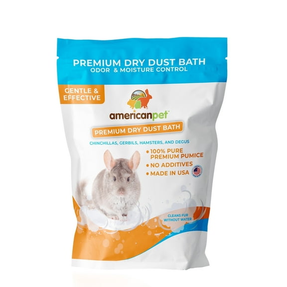 American Pet 13oz Premium Dust Bath - Dry Dust Bath for Chinchillas, Hamsters, Degu & Gerbils