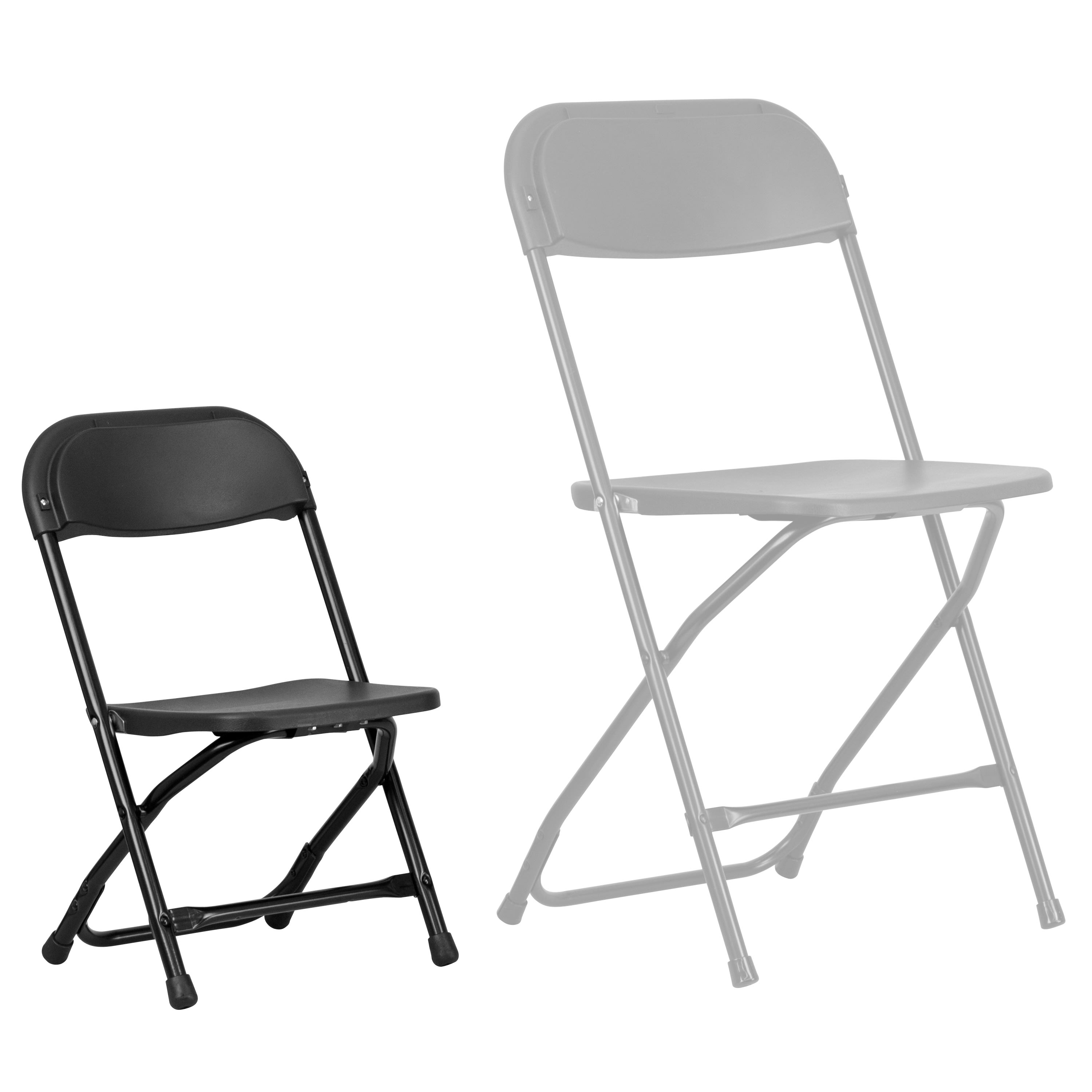 Emma + Oliver 2 Pack Kids Black Plastic Folding Chair