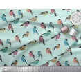 thumbnail image 1 of Soimoi Green Cotton Poplin Fabric Rufous Flycatcher Bird Print Sewing Fabric Yard 42 Inch Wide, 1 of 3