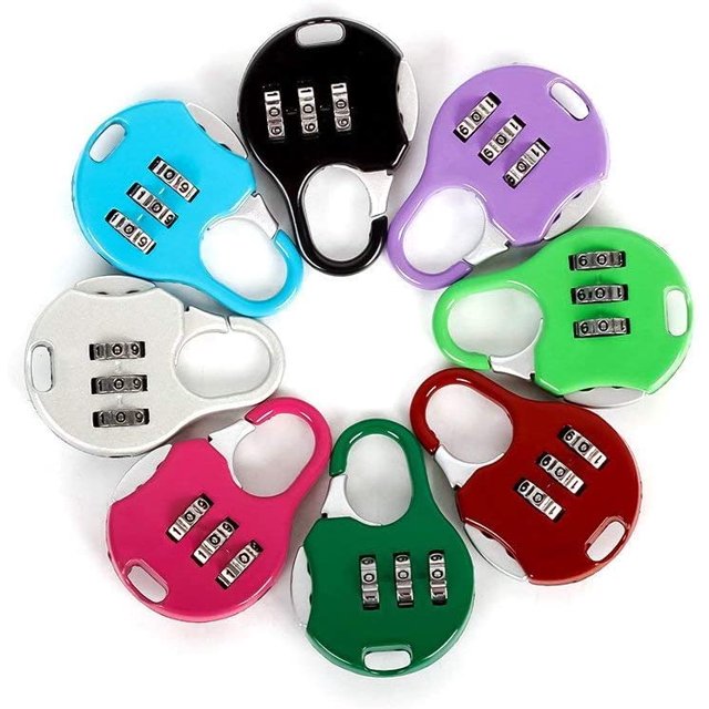 Paquete de 6 mini candados con combinación reiniciable de 3 dígitos para equipaje de viaje colores surtidos